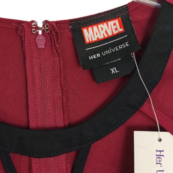 Her Universe Marvel Wanda Maximoff Scarlet Witch Swing Dress Size XL Pockets New - Picture 3 of 14